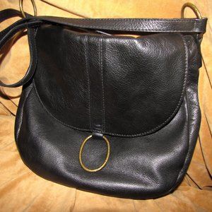 Lucky Brand Soft Black Leather Messenger Bag w/ 2 Length Strap
